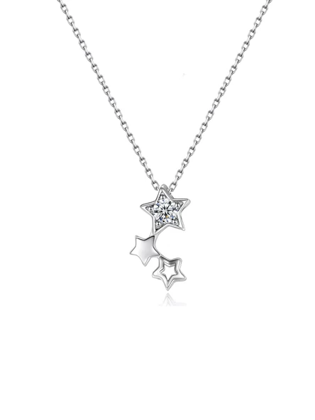 Gümüş Parlayan Yıldız Zirkon Taşlı Kadın Gümüş Kolye ürün görseli