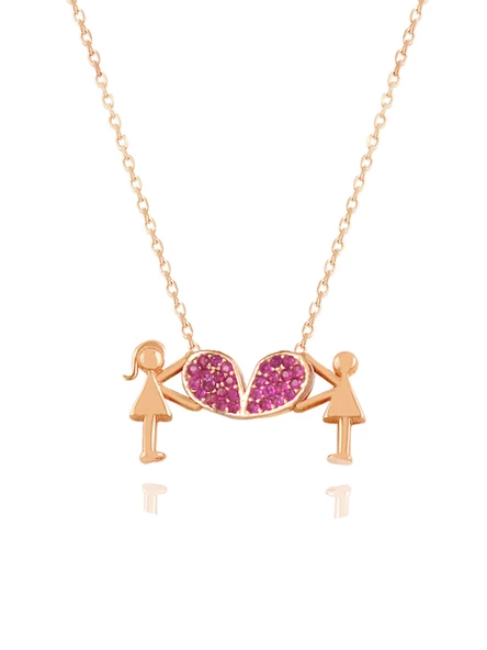 Kalp Tutan Aşıklar Kolyesi Kadın Gümüş Kolye ürün görseli