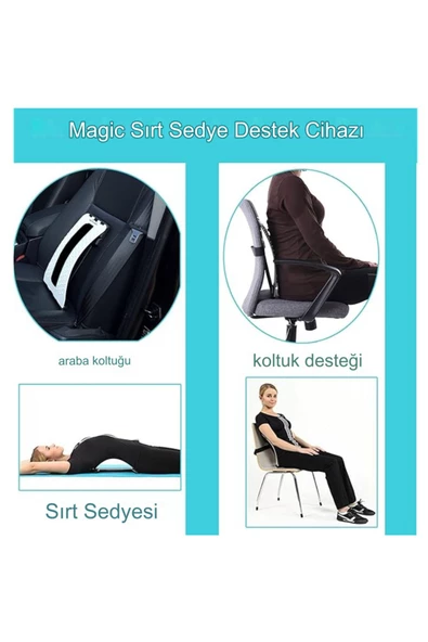 BEYAZ Renk Bel Esnetme Egzersiz Aleti Bel destek cihazı Vücut Dik Duruş Sırt Bel Omurga Düzleştirici - 3