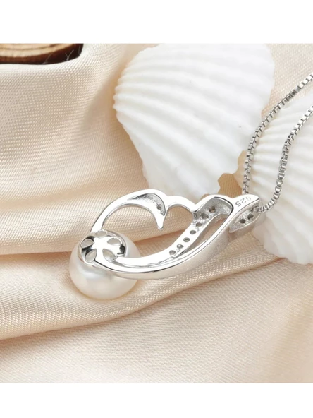 Gümüş Doğal İnci Kuğu Model Kadın Gümüş Kolye - Resim 4