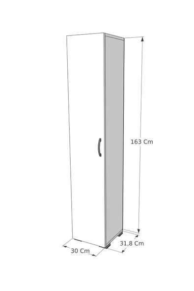 IRMAK DÜNYASI Irmak Mobilya Tek Kapaklı 5 Raflı Çok Amaçlı Banyo Mutfak Kiler Dolabı Tek Kapılı Dolap - 4