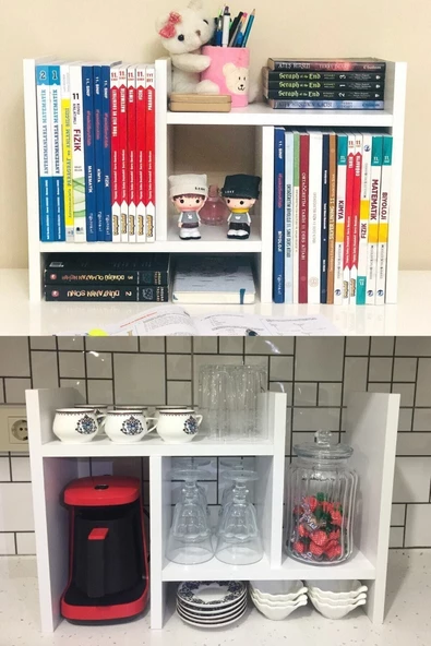 IRMAK MOBİLYA Tidy Ayarlanabilir Kitaplık Masa Üstü Kitaplık Tezgah Üstü Düzenleyici Organizatör - 4