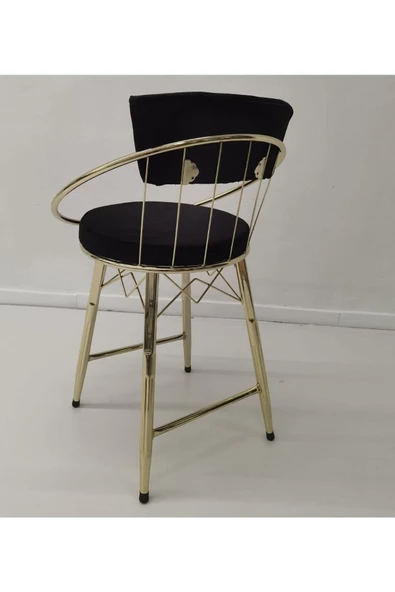 By Orhan Güzel Bar Sandalyesi , Ada Mutfak Sandalyesi , Bar Taburesi , Yüksek GOLD SİYAH - Resim 4