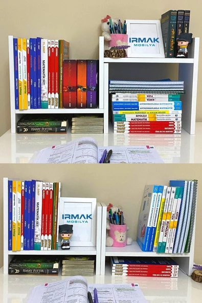 IRMAK MOBİLYA Tidy Ayarlanabilir Kitaplık Masa Üstü Kitaplık Tezgah Üstü Düzenleyici Organizatör - 2