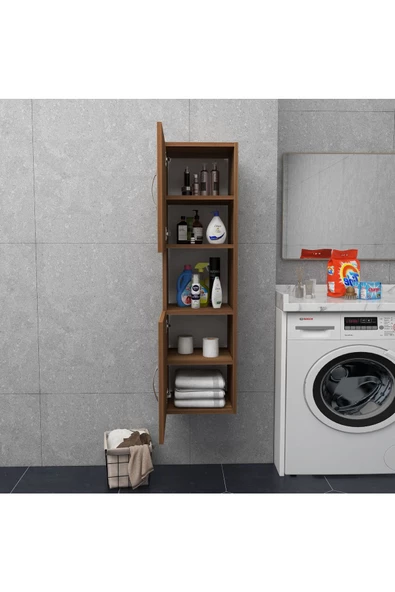 IRMAK DÜNYASI 2 Kapaklı Bölmeli Banyo Asma Boy Dolabı 2 kapılı Çok Amaçlı Duvara Monteli Dolap - 4