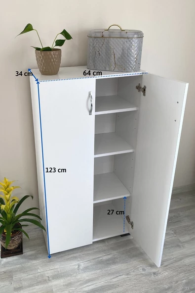 IRMAK MOBİLYA Çok Amaçlı Dolap Banyo Dolap 2 Kapaklı 4 Gözlü Banyo Havlu Dolabı - 4