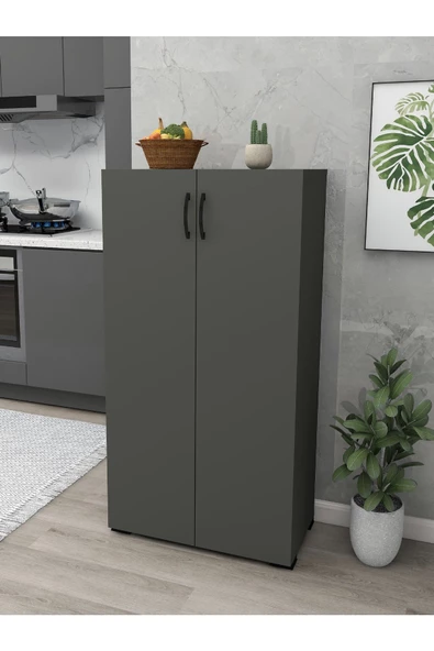 IRMAK DÜNYASI Irmak 2 kapılı Çok Amaçlı Dolap Ayakkabılık Dolabı Antrasit Dolap 2 Kapaklı 4 Gözlü Ayakkabılık - 3