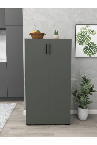 IRMAK DÜNYASI Irmak 2 kapılı Çok Amaçlı Dolap Ayakkabılık Dolabı Antrasit Dolap 2 Kapaklı 4 Gözlü Ayakkabılık - 4