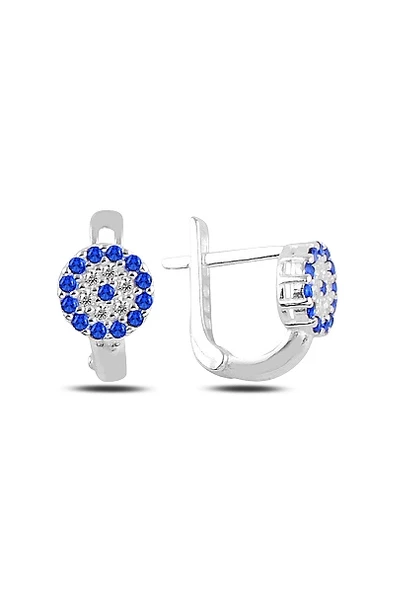 925 Ayar Gümüş Nazar Gözlü J Çocuk Küpe ürün görseli