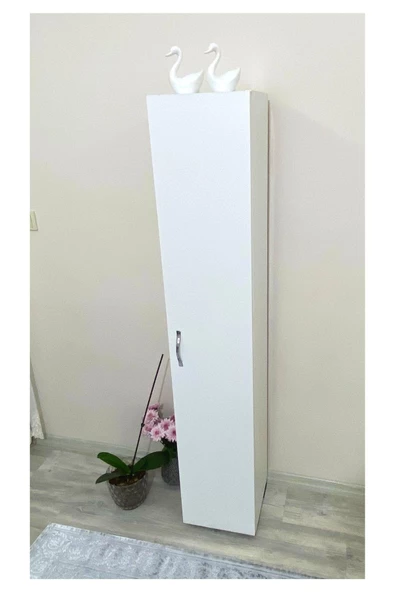 IRMAK DÜNYASI Çok Amaçlı Dolap Tek Kapaklı Dolap 5 Raflı Banyo Dolabı Mutfak Kiler Dolabı Beyaz Erzak Dolabı - 3