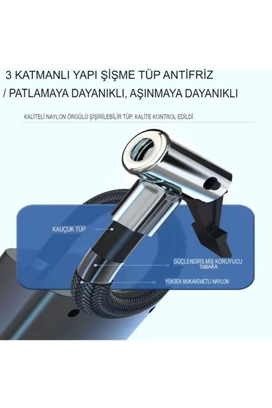 Slim Siyah Model Oto Kompresör Araç Lastik Şişirici Hava Pompası Taşınabilir - 3
