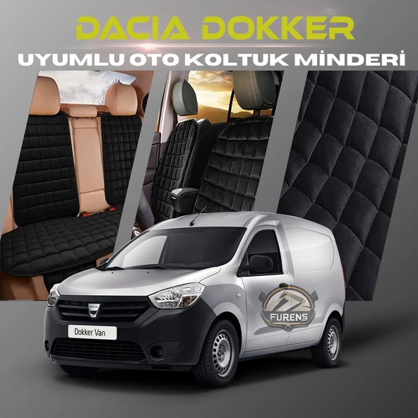 Dacia Dokker Siyah Renk Tay Tüyü Cepli & Terletmez Sırtlı Oto Koltuk Minder Seti - Koltuk Koruma Kılıfı (ÖN & ARKA TAM SET) ürün görseli