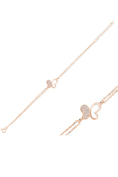 925 Ayar Kalpli Kelebek Gümüş Kadın Bileklik Rose ürün görseli