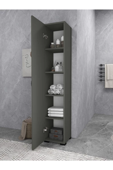 IRMAK DÜNYASI Irmak Mobilya Tek Kapaklı 5 Raflı Çok Amaçlı Banyo Mutfak Kiler Dolabı Tek Kapılı Dolap - 2