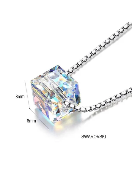 Gümüş Swarovski Taşlı Kadın Küp Gümüş Kolye - Resim 5