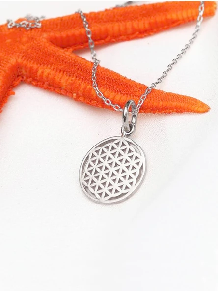 925 Ayar Yaşam Çiçeği Kadın Gümüş Kolye - Resim 3