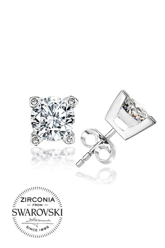 Gümüş Swarovski Zirconia Taşlı Tektaş Kadın Gümüş Küpe ürün görseli