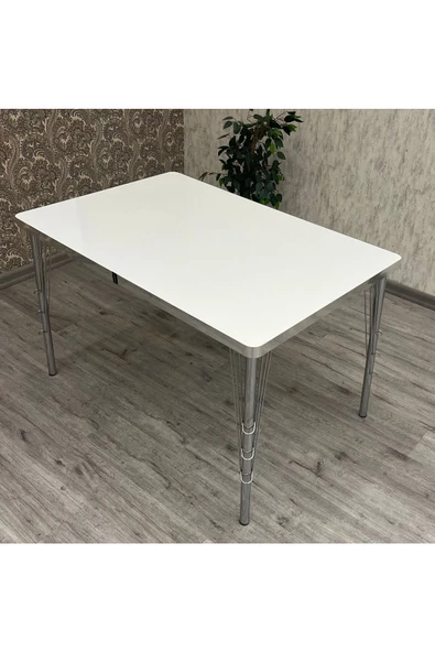 By Orhan Güzel MUTFAK MASASI Base Beyaz GÜMÜŞ  Masa - Resim 3