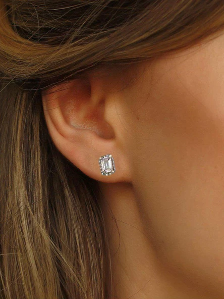 925 Ayar Baget Zirkon Taşlı Kadın Gümüş Küpe - Resim 2