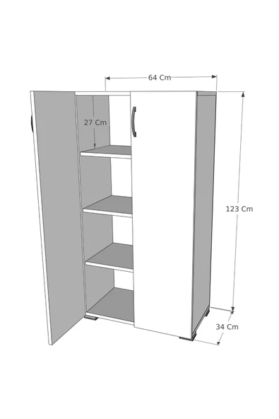 IRMAK DÜNYASI Irmak 2 Kapılı Çok Amaçlı Dolap Ayakkabılık Dolap 2 Kapaklı 4 Gözlü Ayakkabılık - 2
