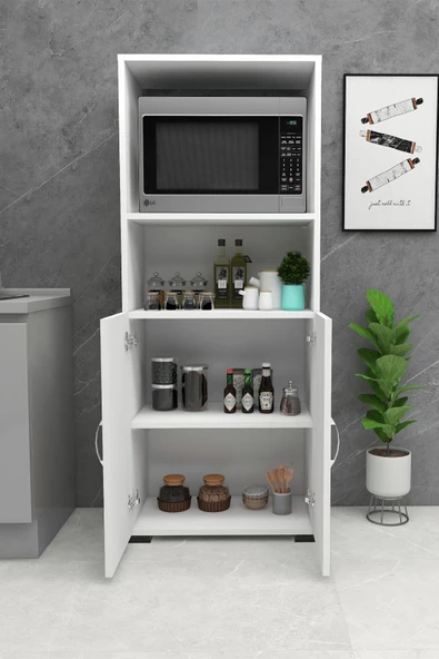IRMAK MOBİLYA İki Kapılı Fırın Dolabı , 2 Kapaklı Bölmeli Mikrodalga Fırın Dolabı Mini Fırın Mutfak Dolabı - 2