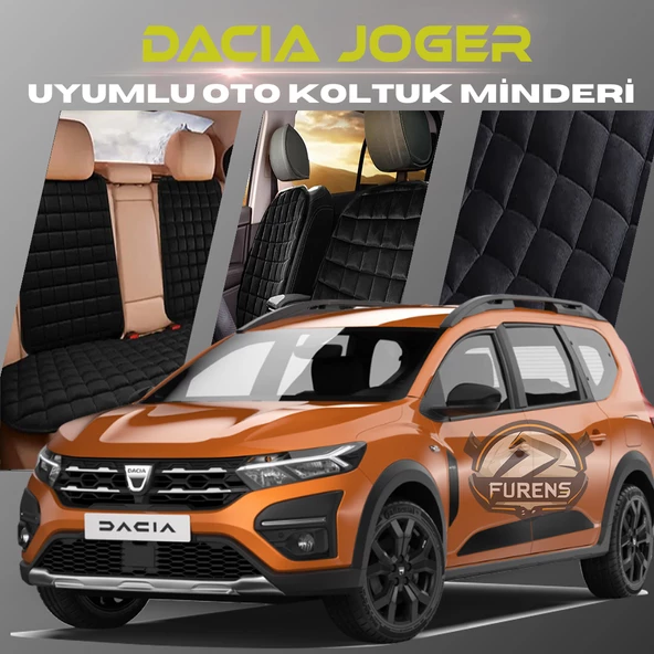Dacia Joger Siyah Renk Tay Tüyü Cepli & Terletmez Sırtlı Oto Koltuk Minder Seti - Koltuk Koruma Kılıfı (ÖN & ARKA TAM SET) ürün görseli