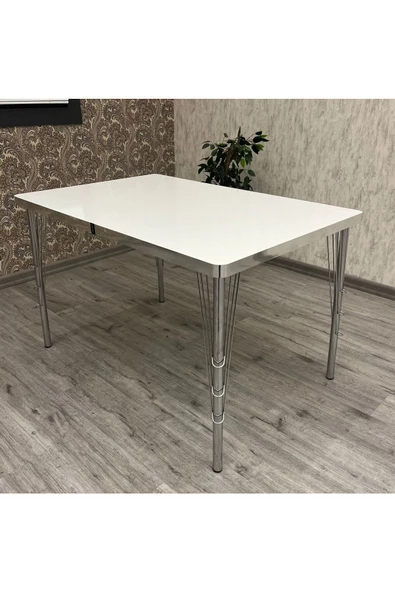 By Orhan Güzel MUTFAK MASASI Base Beyaz GÜMÜŞ  Masa - Resim 4