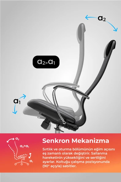 Ergolife Sit 8 Ofis Koltuğu | Krom Ayaklı, Fileli, Yüksek Arkalıklı, Siyah, Bilgisayar Sandalyesi -1B9.55.1.403 - 3