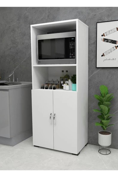 IRMAK MOBİLYA İki Kapılı Fırın Dolabı , 2 Kapaklı Bölmeli Mikrodalga Fırın Dolabı Mini Fırın Mutfak Dolabı - 4