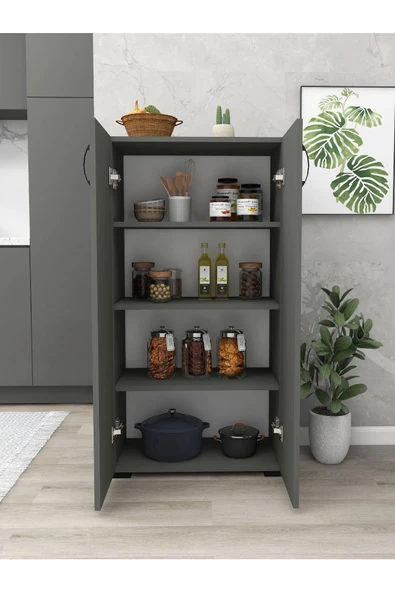 IRMAK DÜNYASI Irmak 2 kapılı Çok Amaçlı Dolap Ayakkabılık Dolabı Antrasit Dolap 2 Kapaklı 4 Gözlü Ayakkabılık - 5
