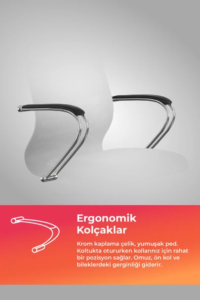 Ergolife Sit 8 Ofis Koltuğu | Krom Ayaklı, Fileli, Yüksek Arkalıklı, Siyah, Bilgisayar Sandalyesi -1B9.55.1.403 - 5