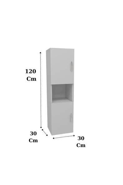 IRMAK DÜNYASI 2 Kapaklı Bölmeli Banyo Asma Boy Dolabı 2 kapılı Çok Amaçlı Duvara Monteli Dolap