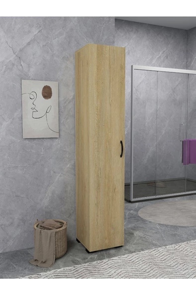 IRMAK DÜNYASI Irmak Mobilya Tek Kapaklı 5 Raflı Safir Renkli Çok Amaçlı Banyo Mutfak Kiler Dolabı Tek Kapılı Dolap - 4