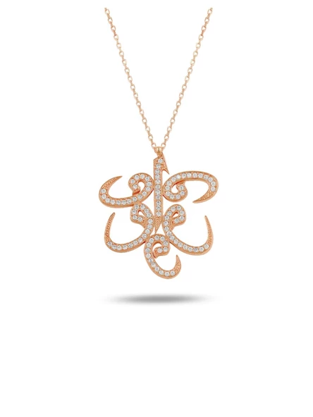 Gümüş Rose Renk Elif Vav Kadın Gümüş Kolye ürün görseli