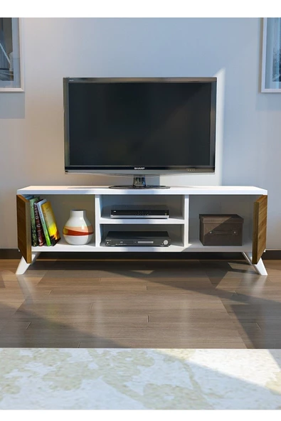 IRMAK DÜNYASI Irmak Mobilya Tv Sehpası Tv Ünitesi Ceviz Beyaz Yaşam Ünitesi Duvar Ünitesi Mini Tv Sehpası - 2