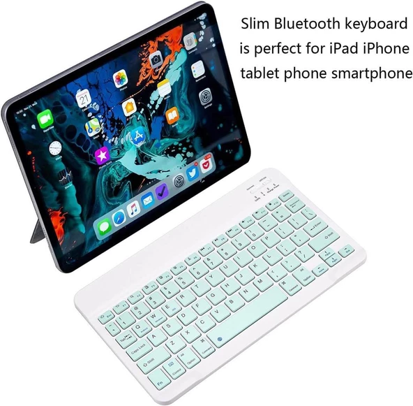 Huawei MatePad SE (2024) 11" Uyumlu Kablosuz Bluetooth Şarj Edilebilir Klavye - Yeşil - 2