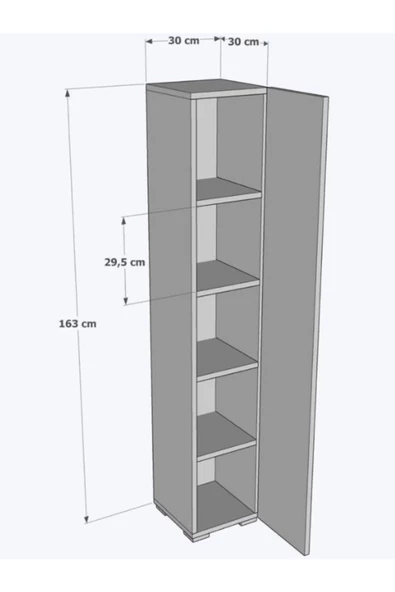 IRMAK DÜNYASI Tek Kapaklı 5 Raflı Atlantik Çam Renkli Cok Amaclı Banyo Mutfak Dolabi Kiler Dolabı Tek Kapılı Erzak - 2