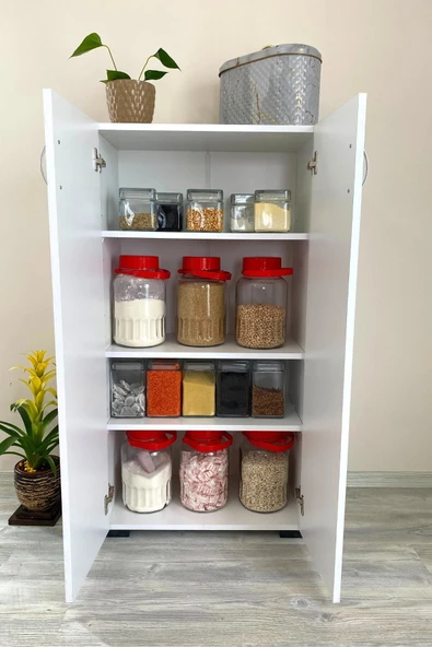 IRMAK MOBİLYA Çok Amaçlı Dolap Banyo Dolap 2 Kapaklı 4 Gözlü Banyo Havlu Dolabı - 2