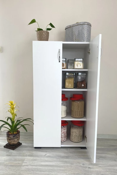IRMAK MOBİLYA Çok Amaçlı Dolap Banyo Dolap 2 Kapaklı 4 Gözlü Banyo Havlu Dolabı - 5