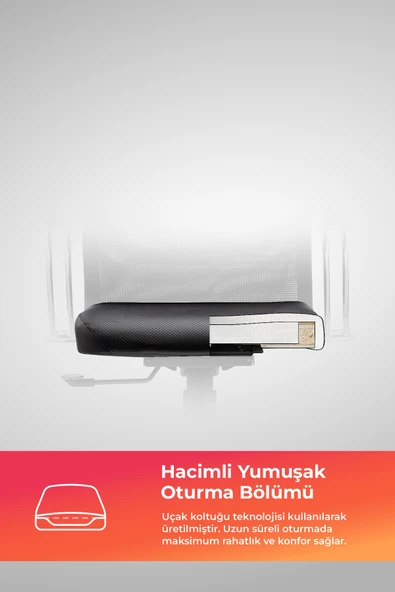 Ergolife Sit 8 Ofis Koltuğu | Krom Ayaklı, Fileli, Yüksek Arkalıklı, Siyah, Bilgisayar Sandalyesi -1B9.55.1.403 - 4