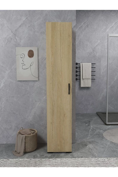 IRMAK DÜNYASI Irmak Mobilya Tek Kapaklı 5 Raflı Safir Renkli Çok Amaçlı Banyo Mutfak Kiler Dolabı Tek Kapılı Dolap - 5