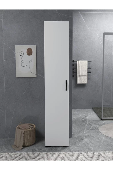 IRMAK DÜNYASI Irmak Mobilya Tek Kapaklı 5 Raflı Çok Amaçlı Banyo Mutfak Kiler Dolabı Tek Kapılı Dolap - 4