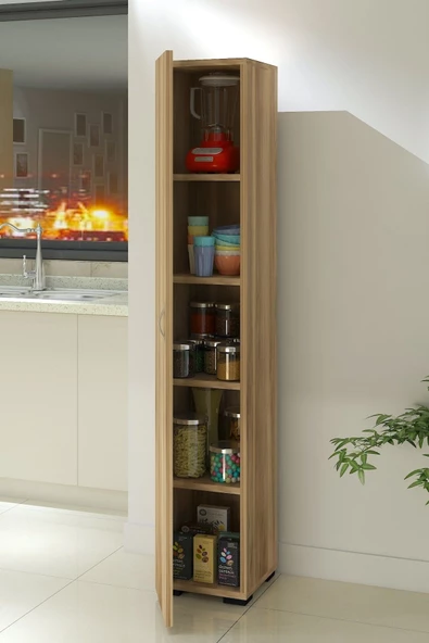 IRMAK DÜNYASI Irmak Mobilya Tek Kapaklı 5 Raflı Safir Renkli Çok Amaçlı Banyo Mutfak Kiler Dolabı Tek Kapılı Dolap - 4