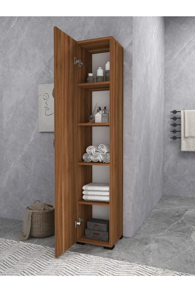 IRMAK DÜNYASI Irmak Mobilya Tek Kapaklı 5 Raflı Renkli Çok Amaçlı Banyo Mutfak Kiler Dolabı Tek Kapılı Dolap - 5