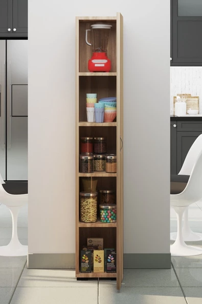 IRMAK DÜNYASI Irmak Mobilya Tek Kapaklı 5 Raflı Safir Renkli Çok Amaçlı Banyo Mutfak Kiler Dolabı Tek Kapılı Dolap - 2