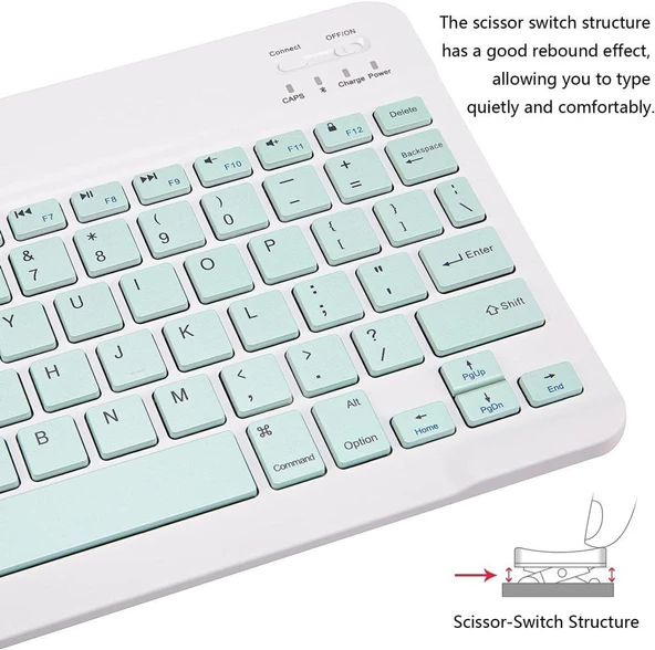 Huawei MatePad SE (2024) 11" Uyumlu Kablosuz Bluetooth Şarj Edilebilir Klavye - Yeşil - 4