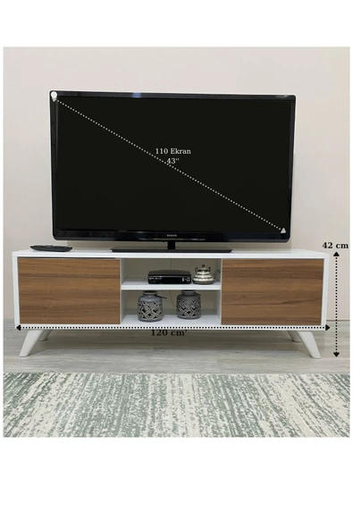 IRMAK MOBİLYA Irmak Tv Sehpası & Tv Ünitesi Ceviz Kapaklı Mini Televizyon Sehpası - 3