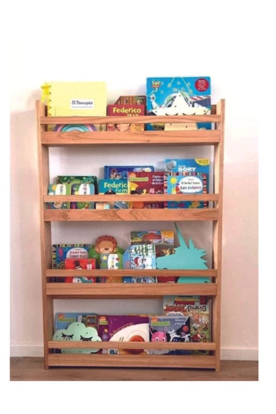 Roma Doğal Masif Ahşap Montessori Kitaplık