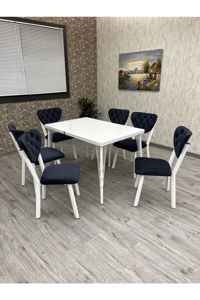 By Orhan Güzel Akuamarin 80-120 Ck Mutfak Masası Takımları ,6 Kişilik Mutfak Masası Takımı - Resim 5