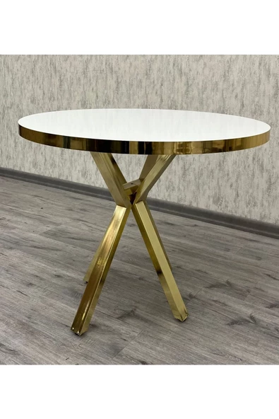 By Orhan Güzel Mutfak Masası ,Yuvarlak Mutfak Masası, 4 Kişilik Mutfak Masası ,Küt Ayaklı Masa GOLD